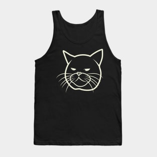 Lineart Cute Cat Bored Face Tank Top